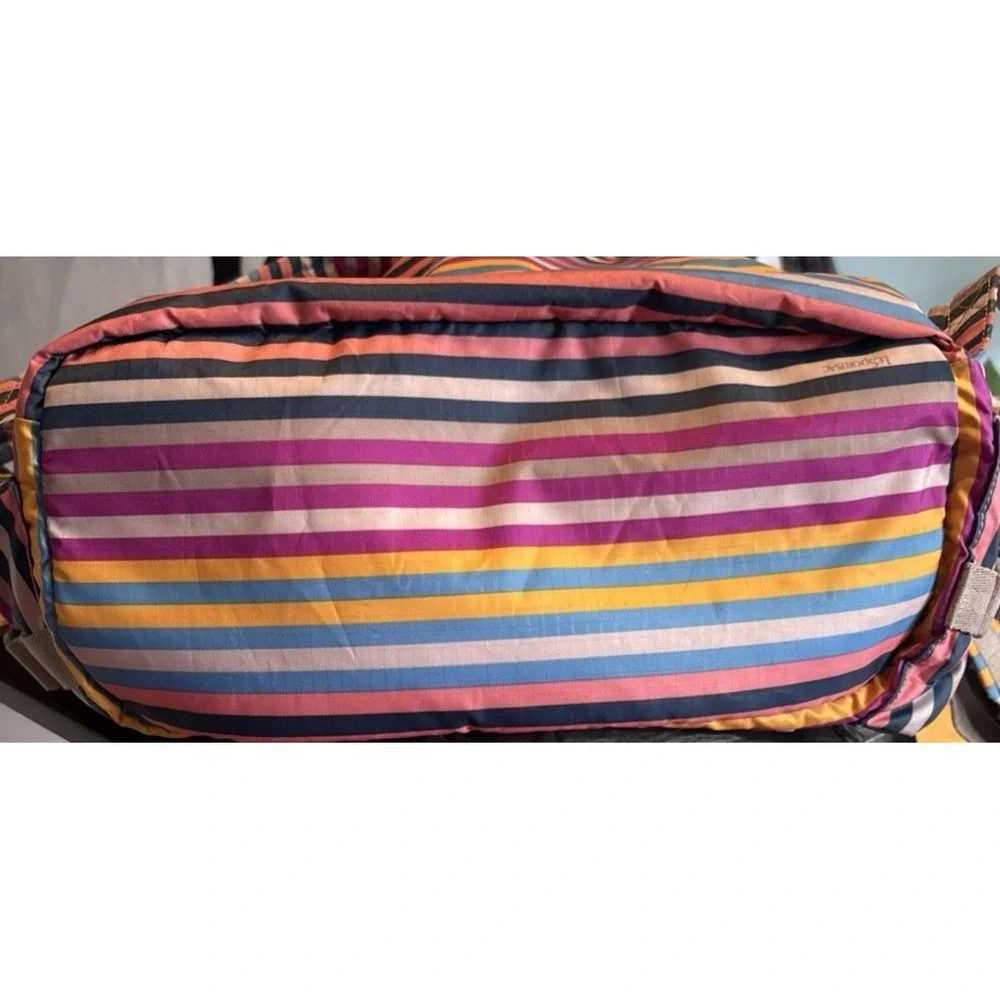 LeSportsac Voyager‎ Backpack Stripe Multicolor Pockets Diaper Bag Travel Large